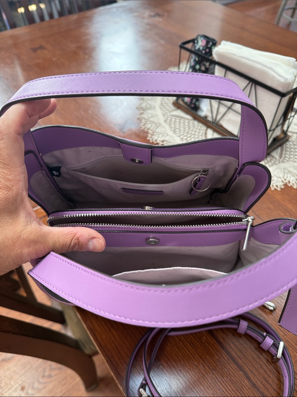 kate spade Lavender Pebbled Leather Shoulder Bag with Removable Strap - Picture 2 of 4